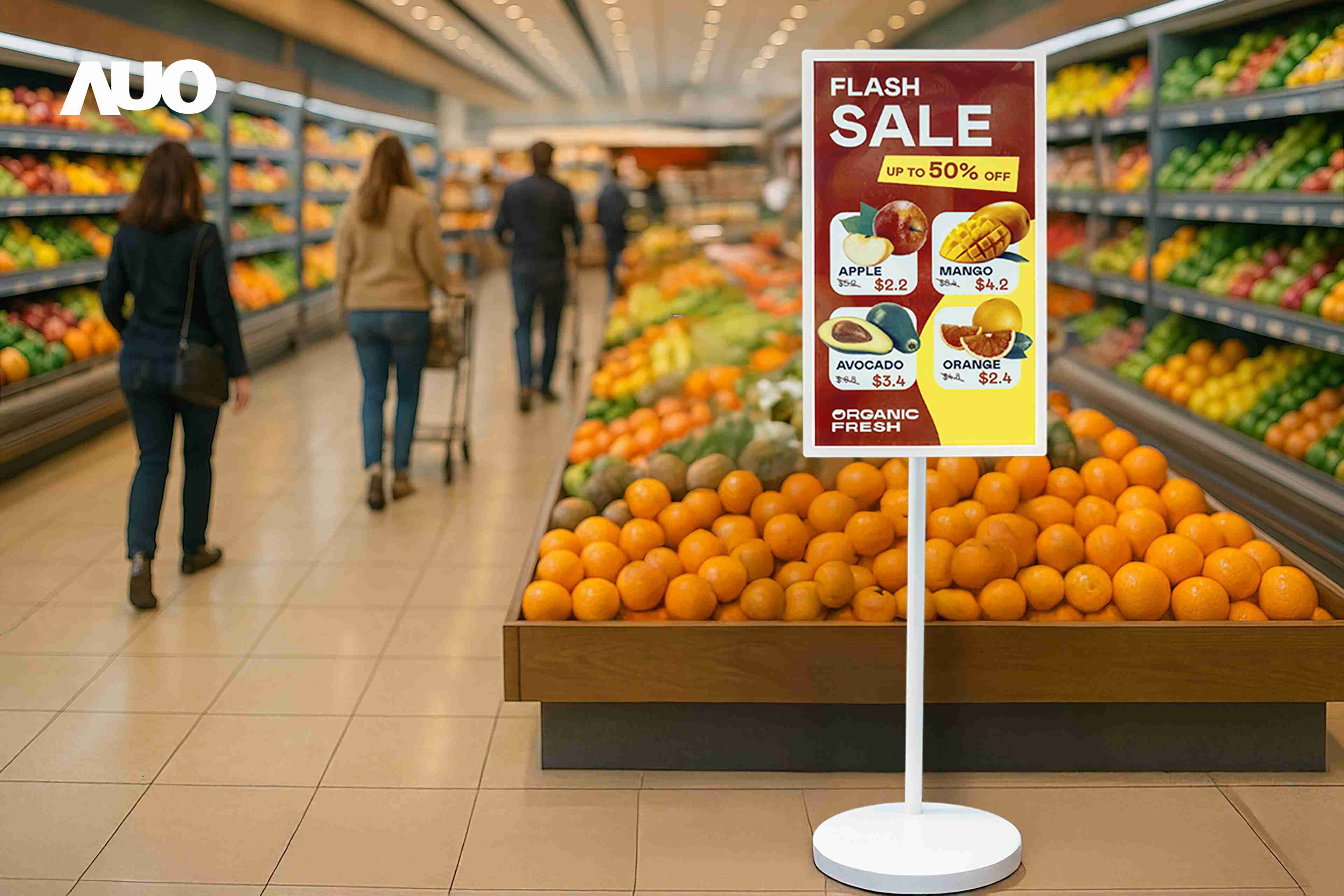 达擎首亮相低功耗、、、、全彩的〝aecoPost电子纸解决方案〞，，，，仅在更新画面时需要微量的电力驱动，，无需布建电线的便捷设计，，，使其可灵活应用、、、随意置放，，并可透过云端或行动装置app，，，，轻松管理及排程广告内容，，，晋升店头营销利器。。。